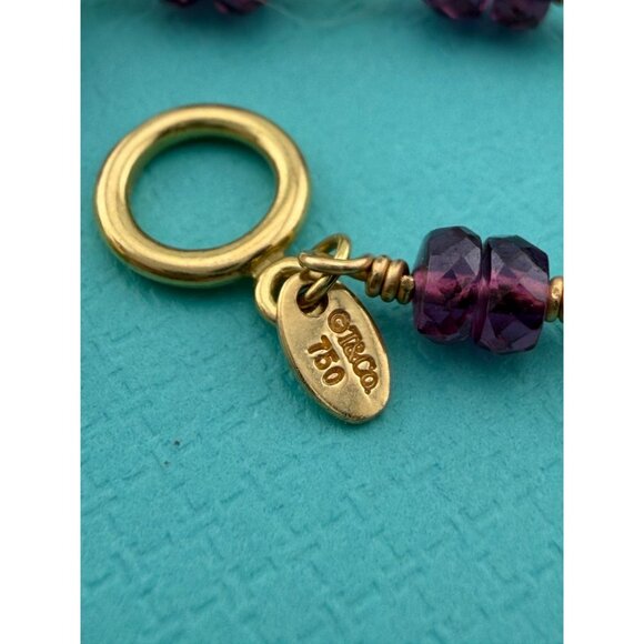 Tiffany & Co. 18k Yellow Gold Garnet Rhodolite Twist Toggle Necklace 16.5" 16g - Picture 5 of 9